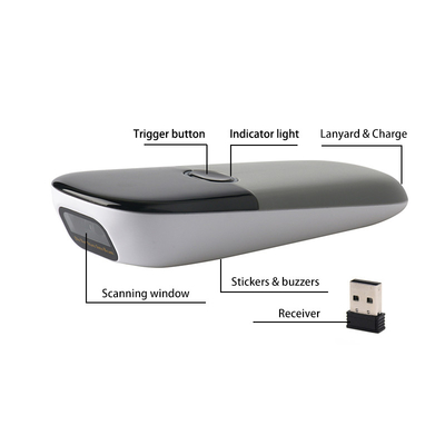 Lecteur de codes à barres portable sans fil 2D Bluetooth