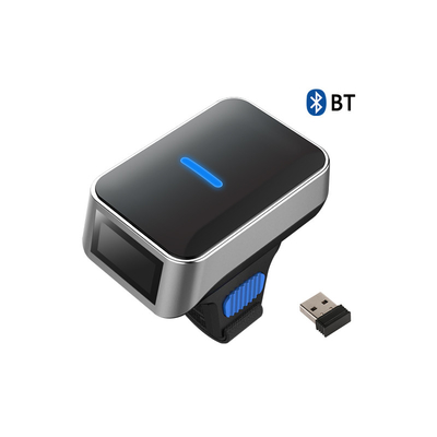 Mini 1D 2D CMOS Scanner de code à barres sans fil Portable Bluetooth Scanner de code QR à bague